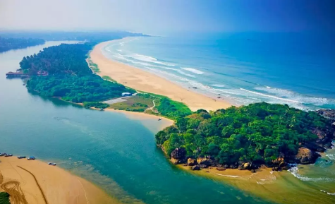 Beach and river mouth on the Sri Lankan coast